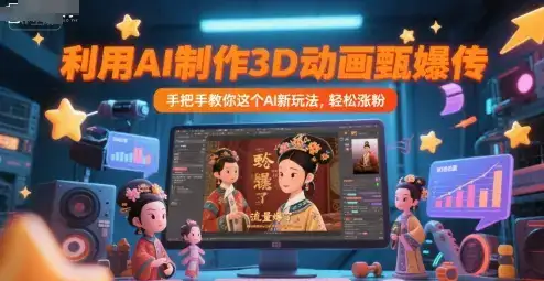 利用AI制作3D动画甄嬛传，流量爆了，手把手教你这个AI新玩法，轻松涨粉-副业吧