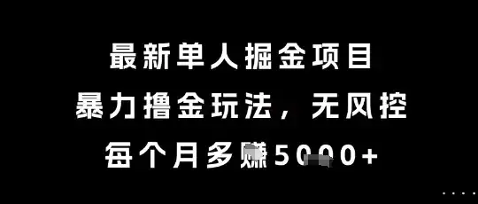 最新单人掘金项目，暴力撸金玩法，无风控，每个月多挣5k+【揭秘】-副业吧