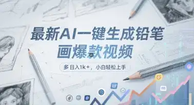 最新AI一键生成铅笔画爆款视频，多平台分发，日 入1k+，小白轻松上手【揭秘】-优优云创