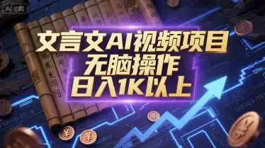 文言文AI视频项目，无脑操作，日入1K以上-优优云创