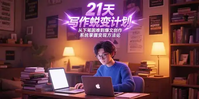 21天写作蜕变计划，从下笔困难到爆文创作，系统掌握变现方法论-副业吧