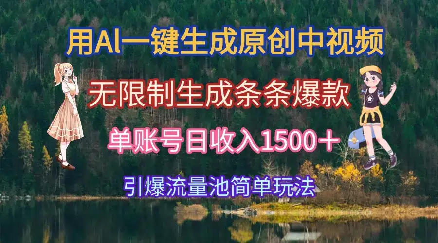 用Al一键生成原创中视频,无限制生成条条爆款,单账号日收入1500+引爆…-副业吧
