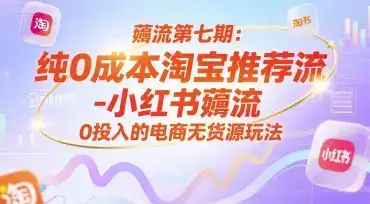 薅流第七期：纯0成本淘宝推荐流-小红书薅流最新版目，0投入的电商无货源玩法(附赠往期)-优优云创