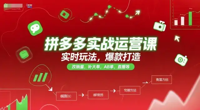 拼多多实战运营课，实时玩法，爆款打造，改销量，补大单，AB单，直播等(更新2025月)-副业吧