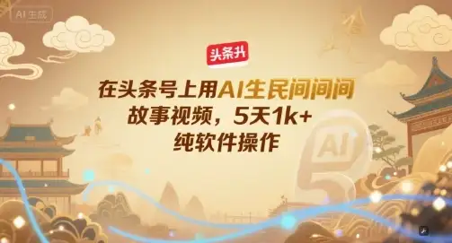在头条号上用AI生民间故事视频，5天1k+，纯软件操作-优优云创