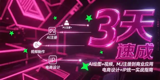 3天速成AI绘图+视频,MJ注册到商业应用,电商设计+IP统一实战指南-副业吧