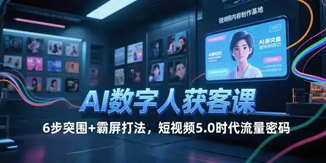 AI数字人获客课，6步突围+霸屏打法，短视频5.0时代流量密码-优优云创