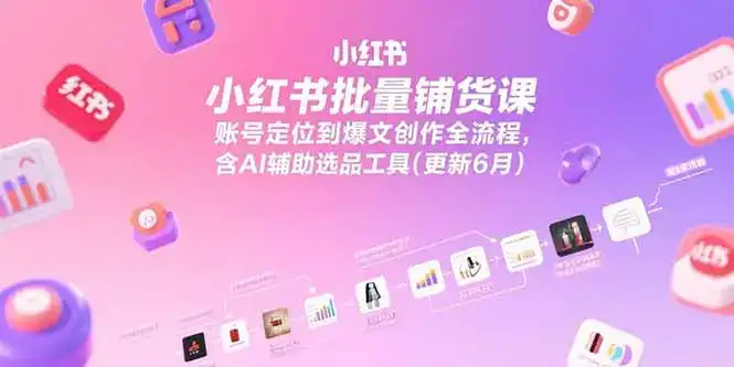 小红书批量铺货课，账号定位到爆文创作全流程，含AI辅助选品工具(更新6月-优优云创