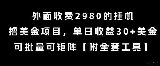 外面收费2980的挂G撸美金项目，单日收益30+美金，可批量可矩阵【揭秘】-优优云创