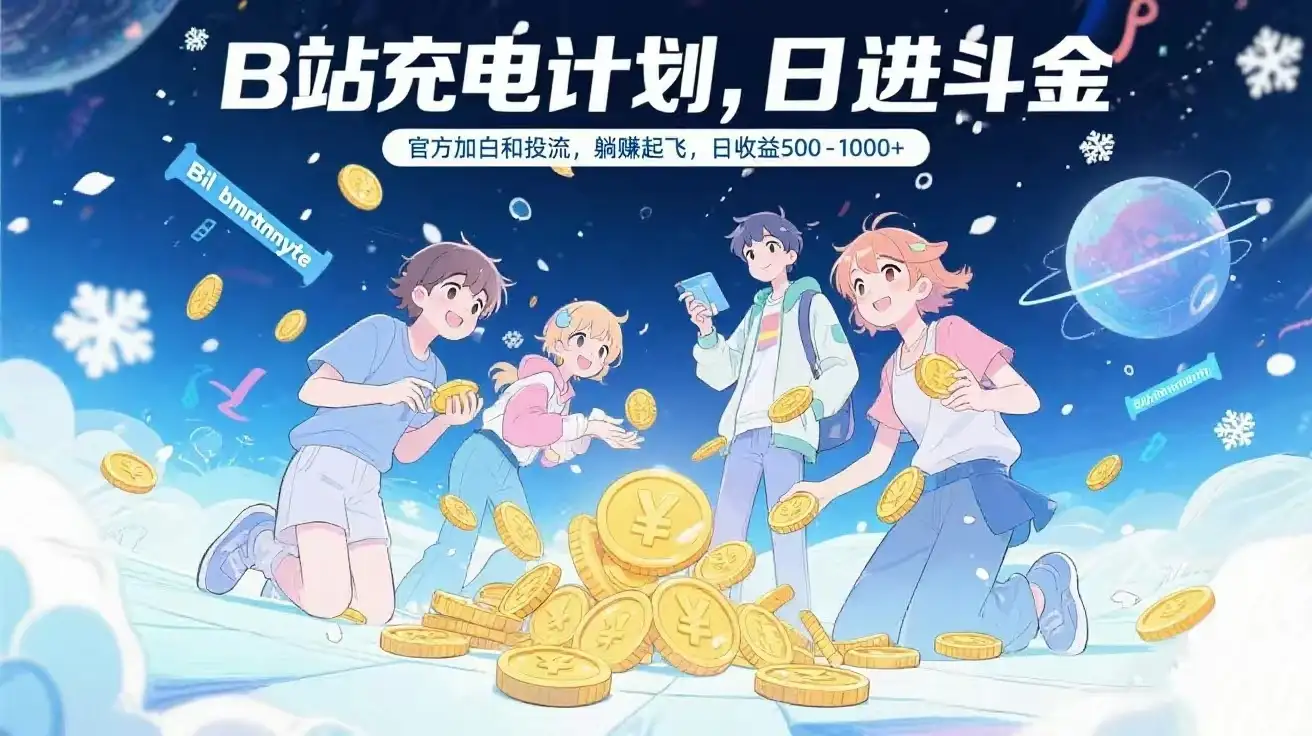 B站充电计划，官方加白和投流，躺赚起飞，日收益500-1000+-副业吧