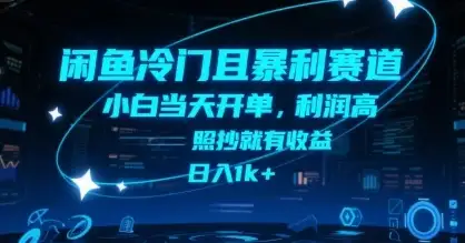 闲鱼冷门且暴利赛道，小白当天开单，利润高，照抄就有收益，日入1k+【揭秘】-优优云创