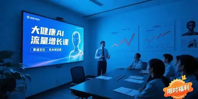 大健康AI流量增长课8.0，赛道定位方法论，AI数字人内容生产，私域转化运营-优优云创