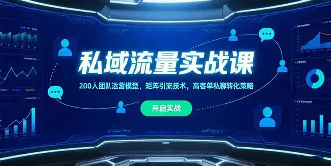 私域流量实战课，200人团队运营模型，矩阵引流技术，高客单私聊转化策略-优优云创
