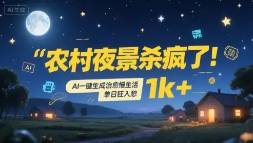 农村夜景杀疯了！AI一键生成治愈系慢生活，单日狂入1k+-优优云创