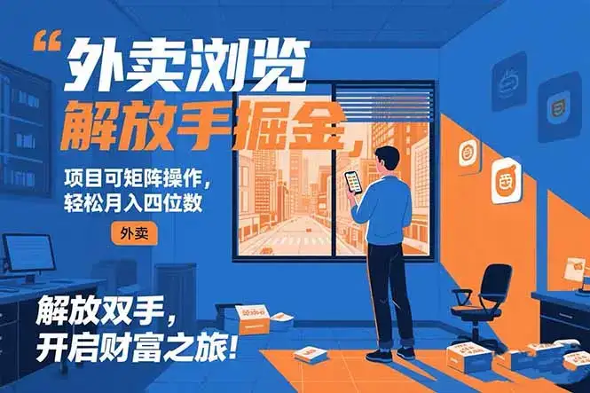 外卖浏览掘金项目 可矩阵操作 轻松日入500+-副业吧