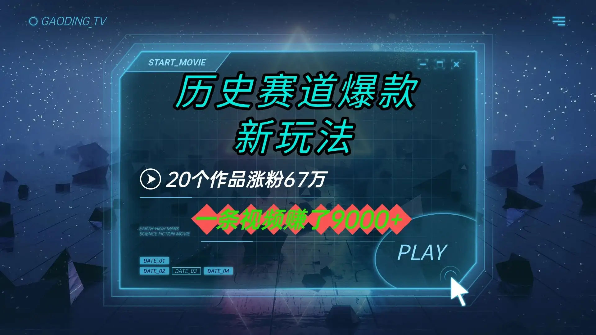 20个作品涨粉67万，一条视频赚了9000+，历史赛道爆款新玩法-优优云创