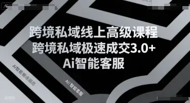 【精】跨境私域线上高级课程，跨境私域极速成交3.0+Ai智能客服-副业吧