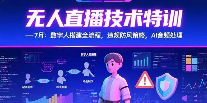 无人直播技术特训-7月：数字人搭建全流程，违规防风策略，AI音频处理-副业吧