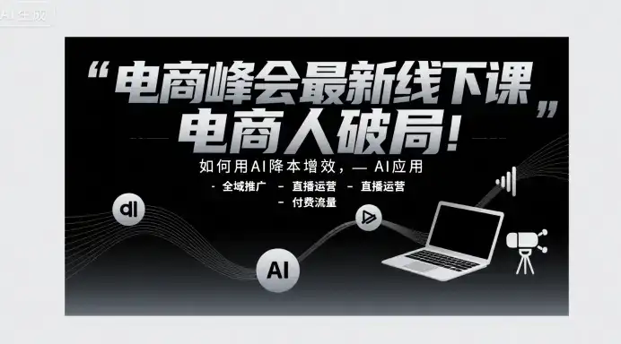 电商峰会最新线下课，电商人破局，如何用AI降本增效，AI应用-全域推广-直播运营-付费流量-优优云创