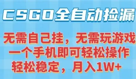 CSGO自动捡漏项目，最新独家玩法，一个手机可操作，新手小白轻松月入1W+，操作简单易上手【揭秘】-优优云创
