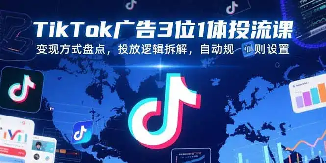 TikTok广告3位1体投流课,变现方式盘点,投放逻辑拆解,自动规则设置-副业吧