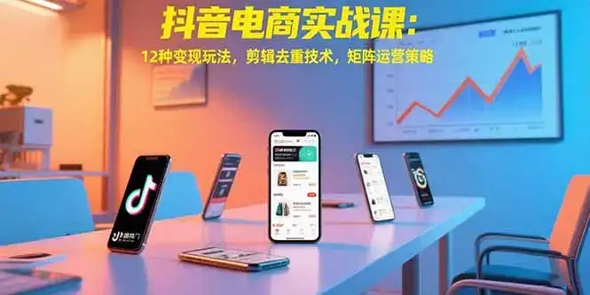 抖音电商实战课：12种变现玩法，剪辑去重技术，矩阵运营策略-优优云创