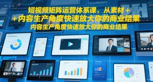短视频矩阵运营体系课，从素材+内容生产角度快速放大你的商业结果-优优云创