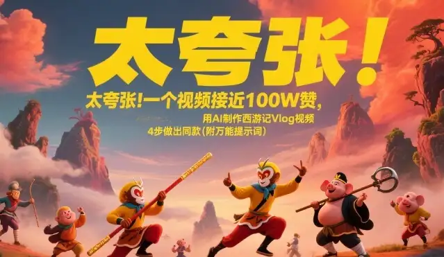 太夸张！一个视频接近100W赞，用AI制作西游记Vlog视频，全流程拆解来了(附万能提示词)-优优云创