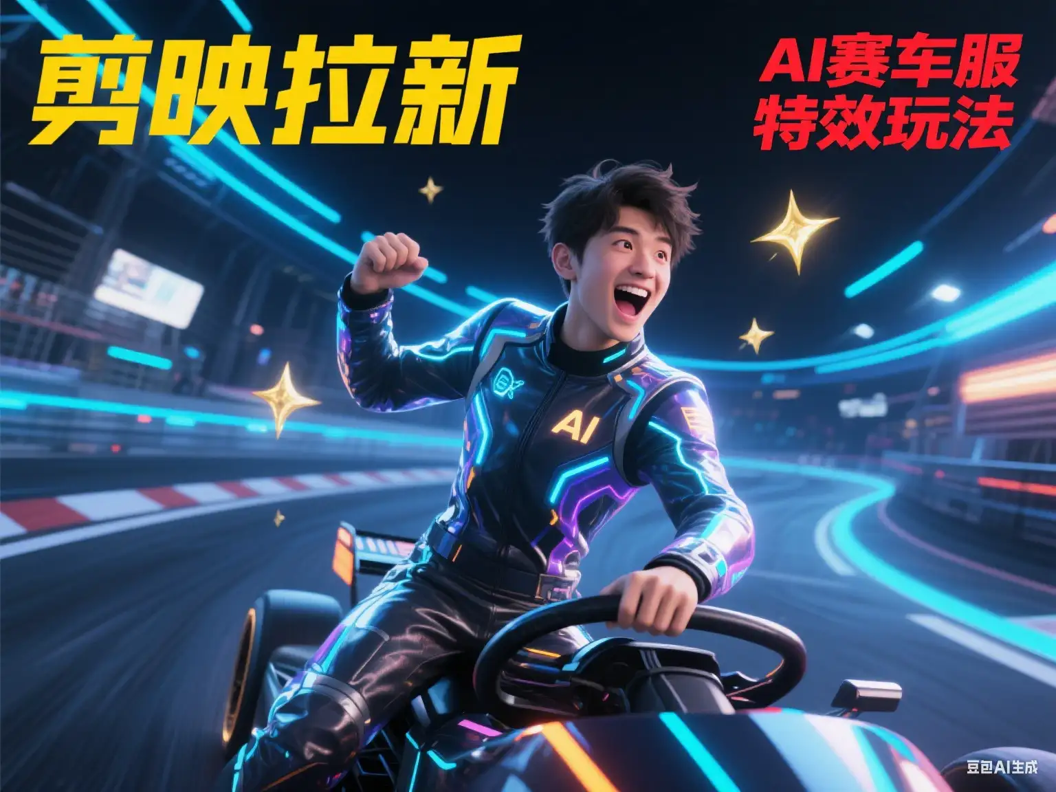剪映拉新 AI赛车服特效玩法-优优云创