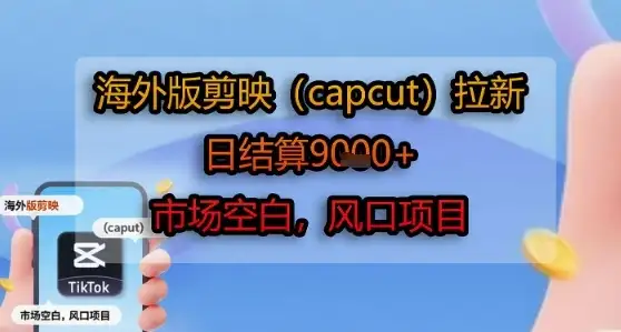 海外版剪映(capcut)拉新，日结算1k+，市场空白，风口项目-优优云创