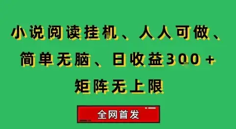 小说挂G阅读，人人可做，简单无脑，一天收益3张+矩阵无限上，全网首发【揭秘】-优优云创