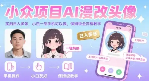 小众项目AI漫改头像，实测日入多张，小白一部手机可以做，保姆级全流程教学-优优云创