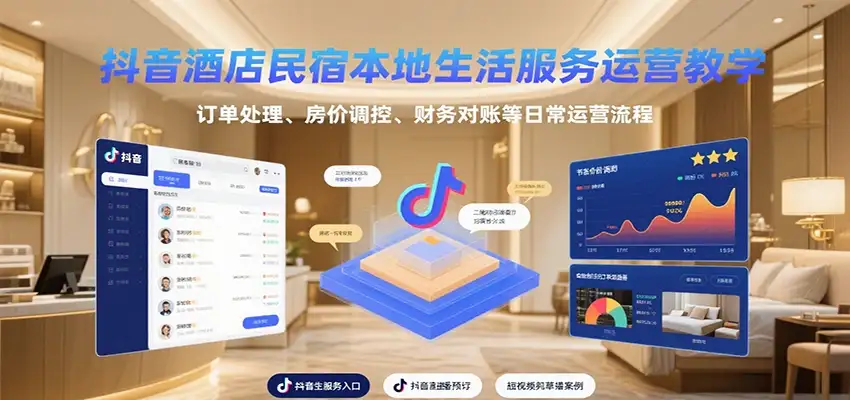 抖音酒店民宿本地生活服务运营教学，订单处理、房价调控、财务对账等日常运营流程-副业吧