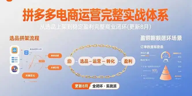 拼多多电商运营完整实战体系，从选品上架到稳定盈利完整商业闭环(更新8月-优优云创