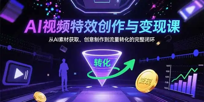 AI视频特效创作与变现课：从AI素材获取、创意制作到流量转化的完整闭环-副业吧