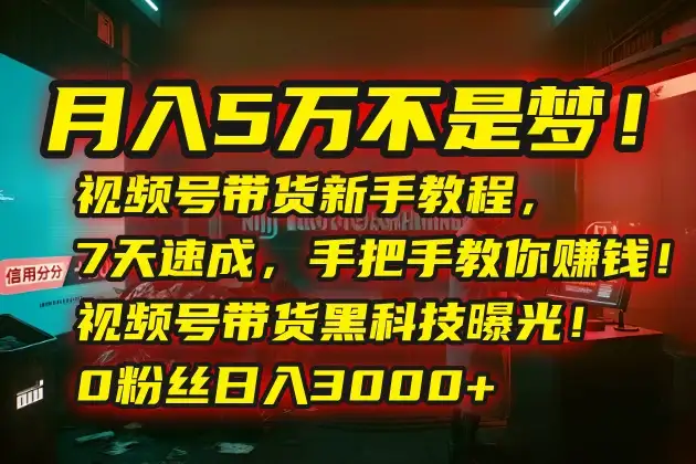 月入5万不是梦！视频号带货新手教程，7天速成，手把手教你赚钱！视频号…-优优云创