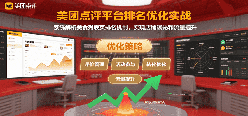 美团点评平台排名优化实战，系统解析美食列表页排名机制，实现店铺曝光和流量提升-优优云创