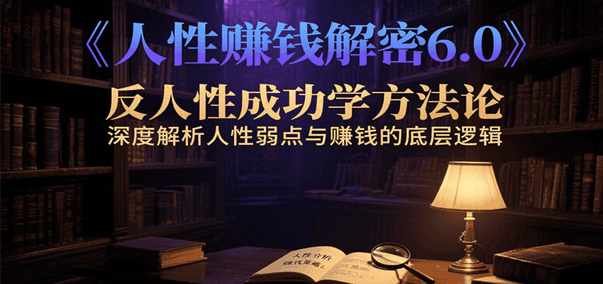 人性赚钱解密6.0，反人性成功学方法论，深度解析人性弱点与赚钱的底层逻辑-优优云创