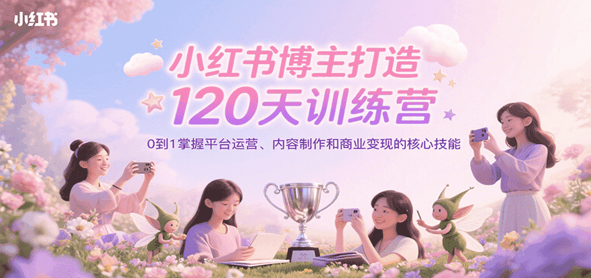 小红书博主打造120天训练营，0到1掌握平台运营、内容制作和商业变现-优优云创