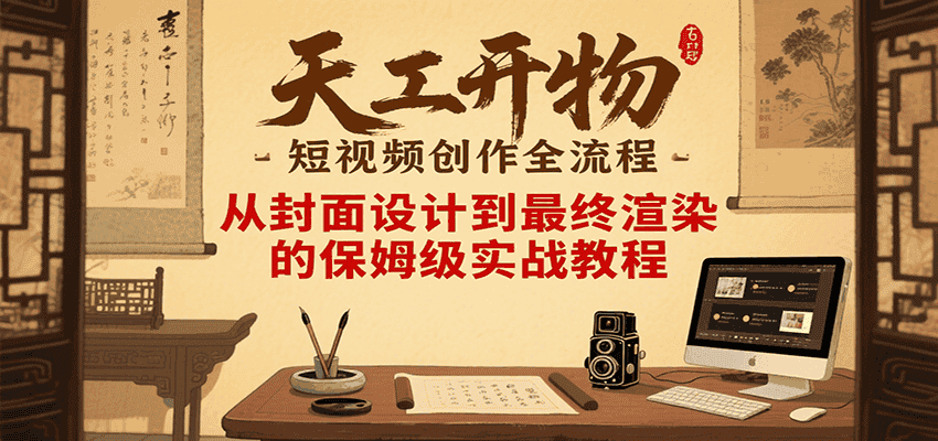 天工开物短视频创作全流程，从封面设计到最终渲染的保姆级实战教程-优优云创