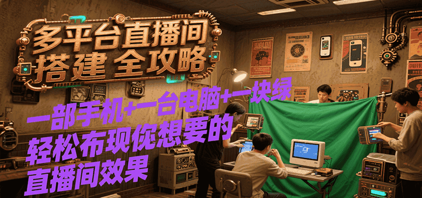 多平台直播间搭建全攻略，一部手机+一台电脑+一块绿布轻松实现你想要的直播间效果-优优云创