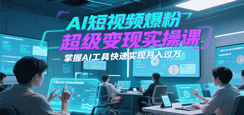AI短视频爆粉超级变现实操课，掌握AI工具快速实现月入过万-优优云创