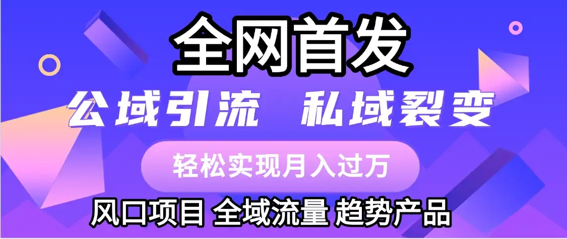 全网首发：公域引流，私域引流，风口项目，全域流量，趋势产品，轻松变现-优优云创