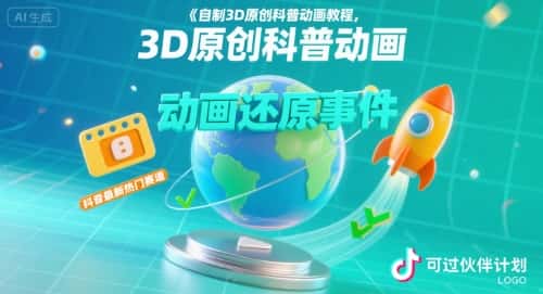 自制3D原创科普动画教程，动画还原事件，抖音最新热门赛道，可过伙伴计划-优优云创