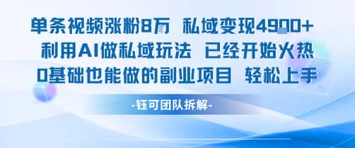 单条视频私域变现4.9k+利用AI做私域玩法 已经开始火热0基础也能做的副业项目轻松上手-优优云创