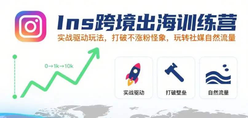 【精】Ins跨境出海训练营，实战驱动玩法，打破不涨粉怪象，玩转社媒自然流量-优优云创