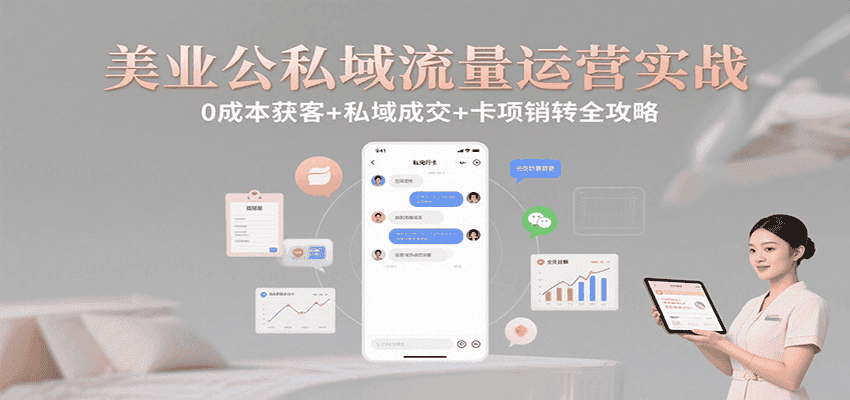 美业公私域流量运营实战：0成本获客+私域成交+卡项销转全攻略-优优云创