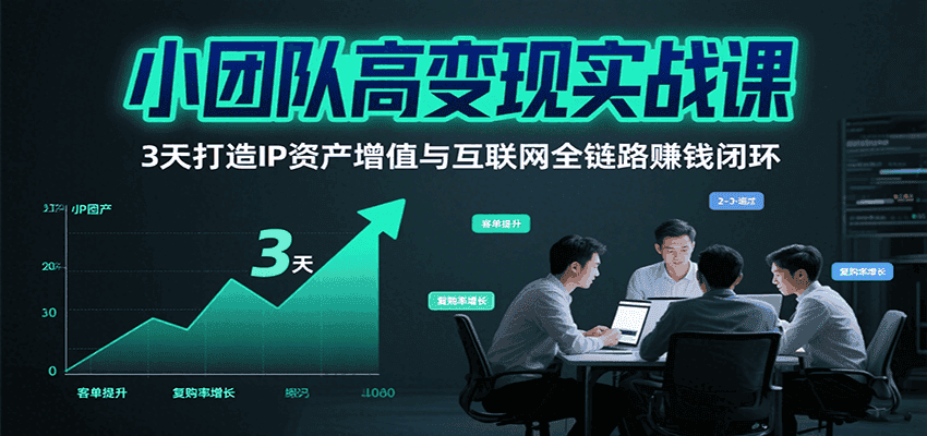 小团队高变现实战课，3天打造IP资产增值与互联网全链路赚钱闭环(第二期)-优优云创