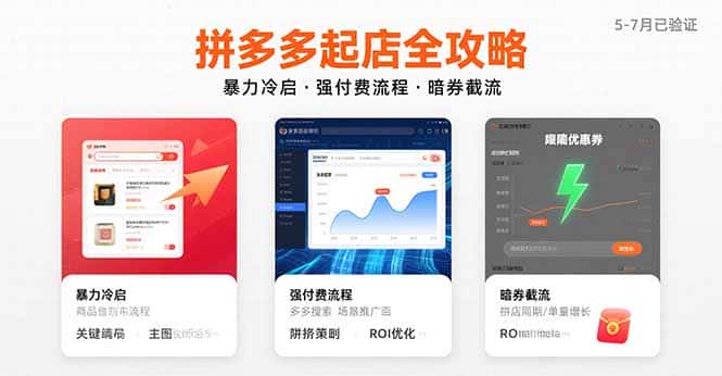 拼多多起店全攻略，暴力冷启，强付费流程，暗券截流，5-7月已验证的方法-优优云创