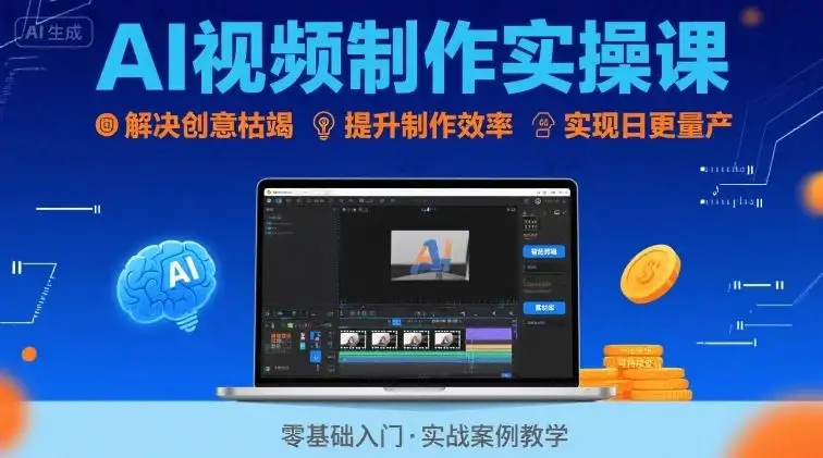 【精】Ai视频制作实操课，解决创意枯竭、效率低下痛点，实现日更量产可持续变现-优优云创